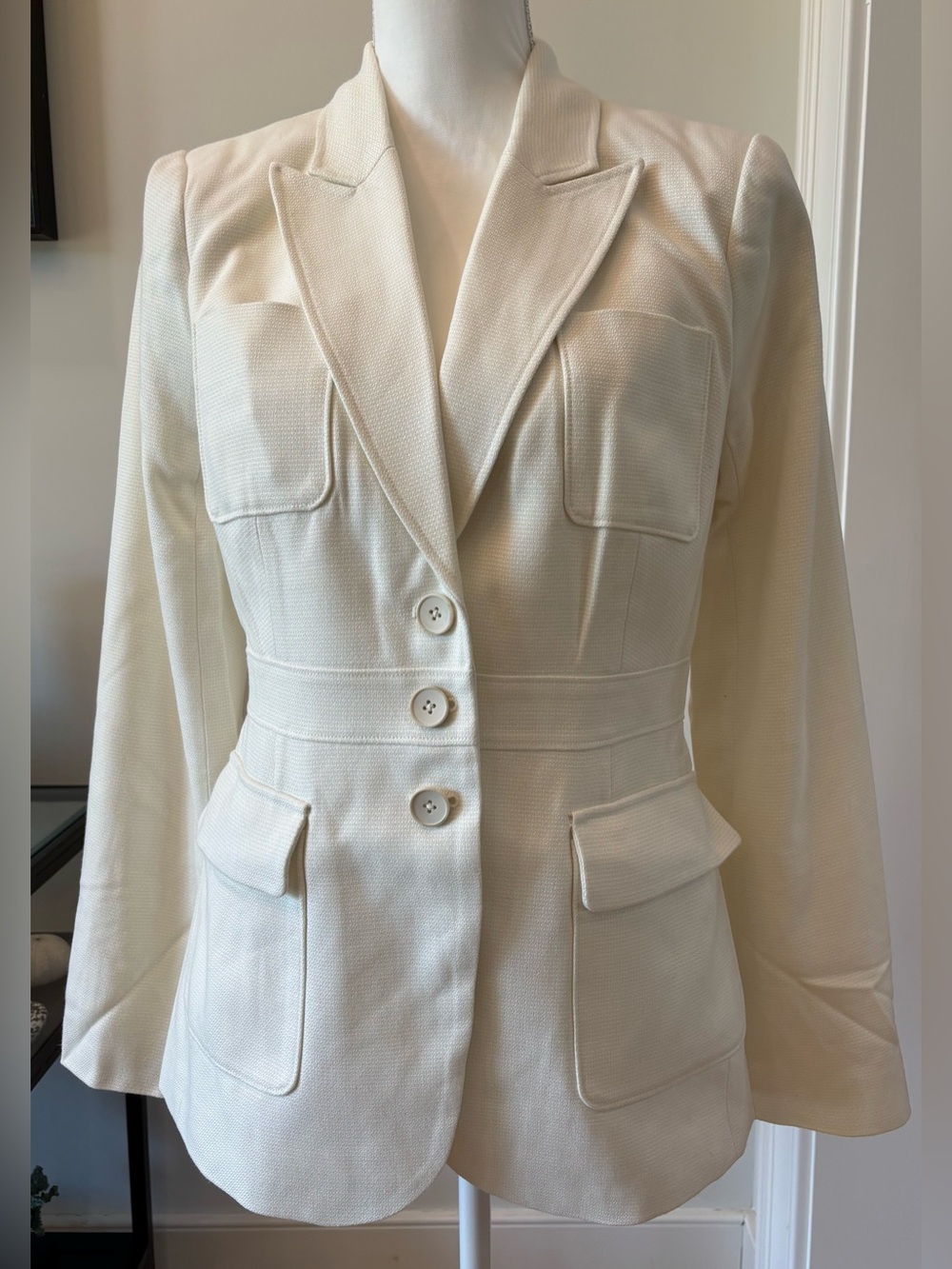 PAIGE White Blazer, Shani Peak Lapel, Size 4, Wedding Bride Bridal Resortwear